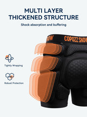 COPOZZ shorts worn by snowboarder showing protection in action and mobility