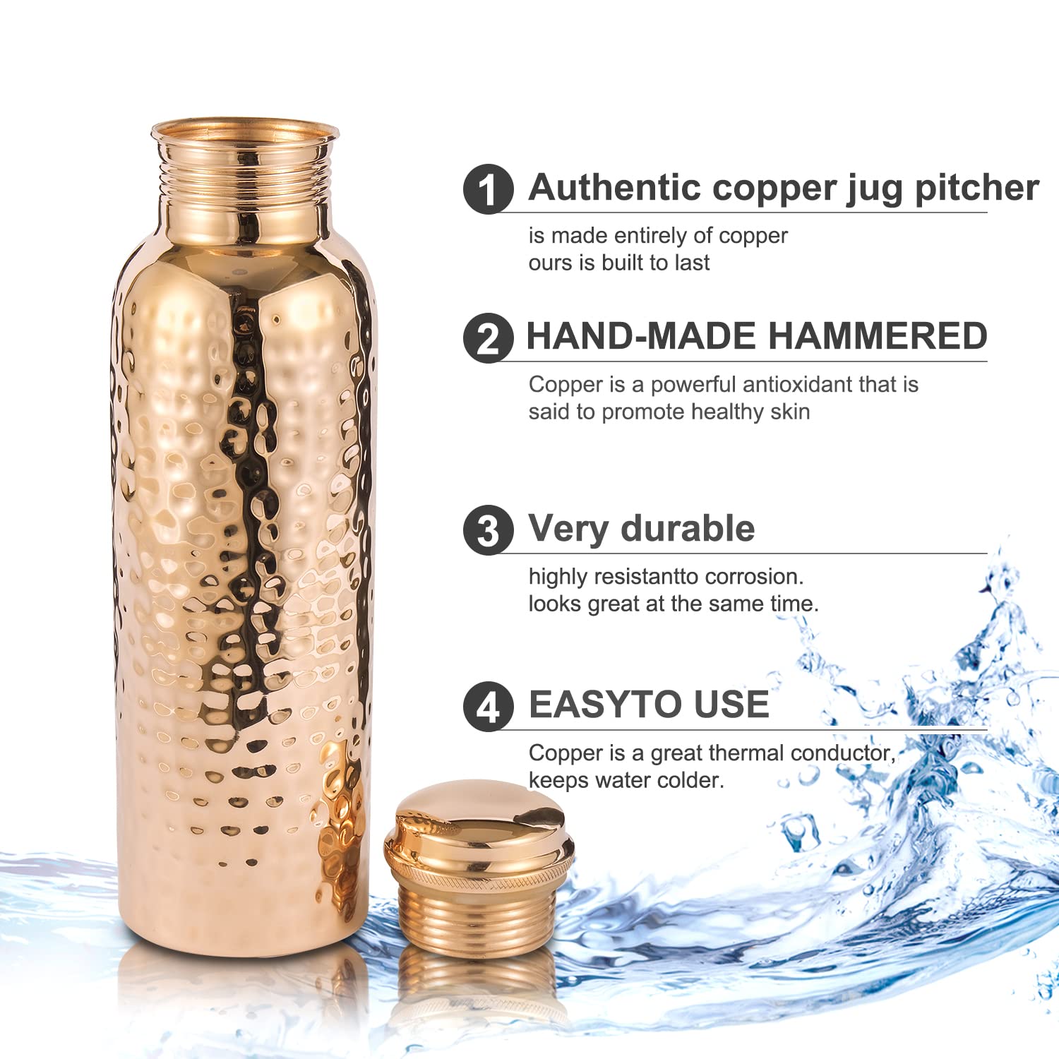 Copper Cure cap and neck detail demonstrating leakproof closure and reliable seal benefit