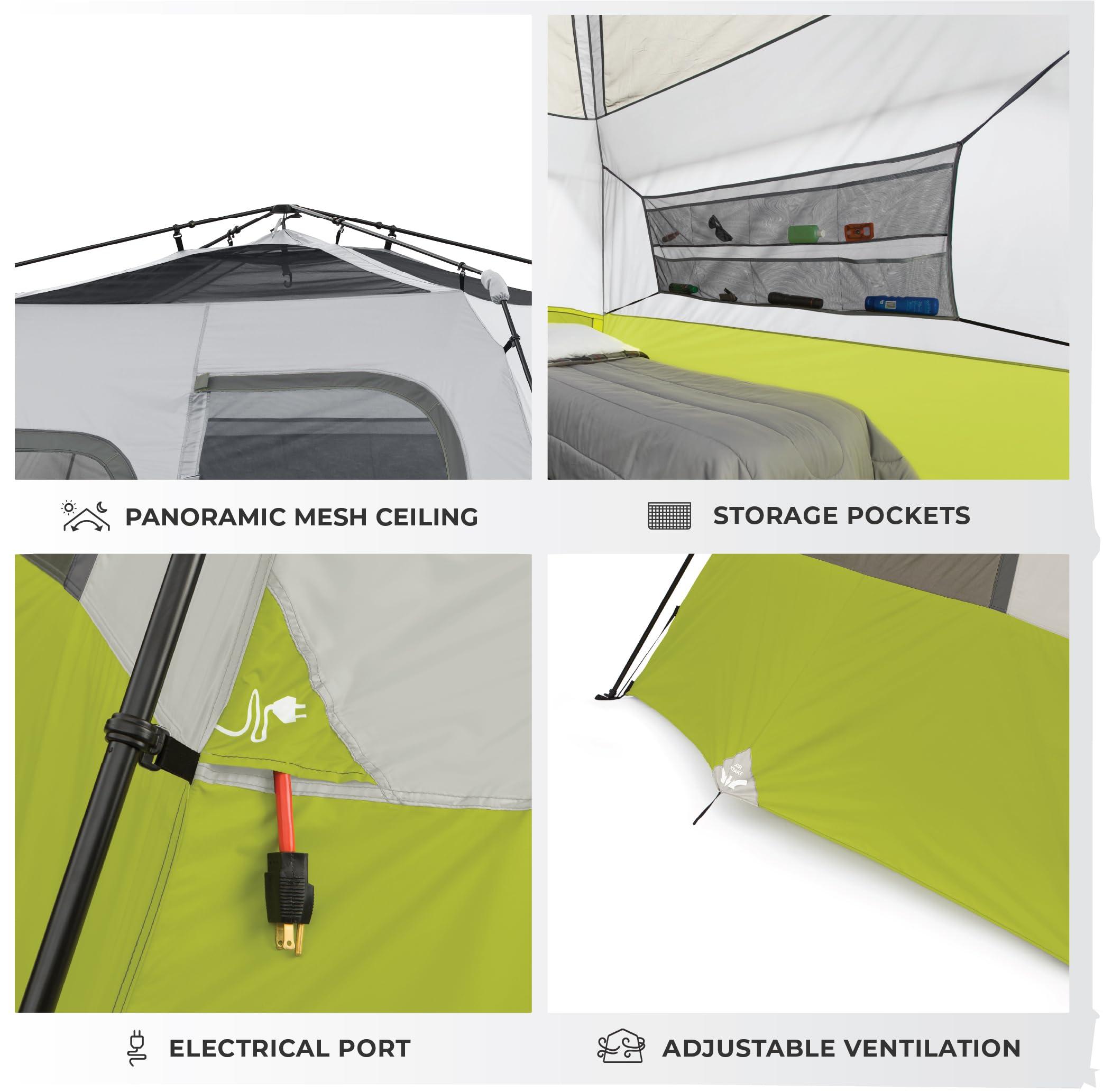 CORE lower vent and mesh ceiling promoting airflow and reduced condensation