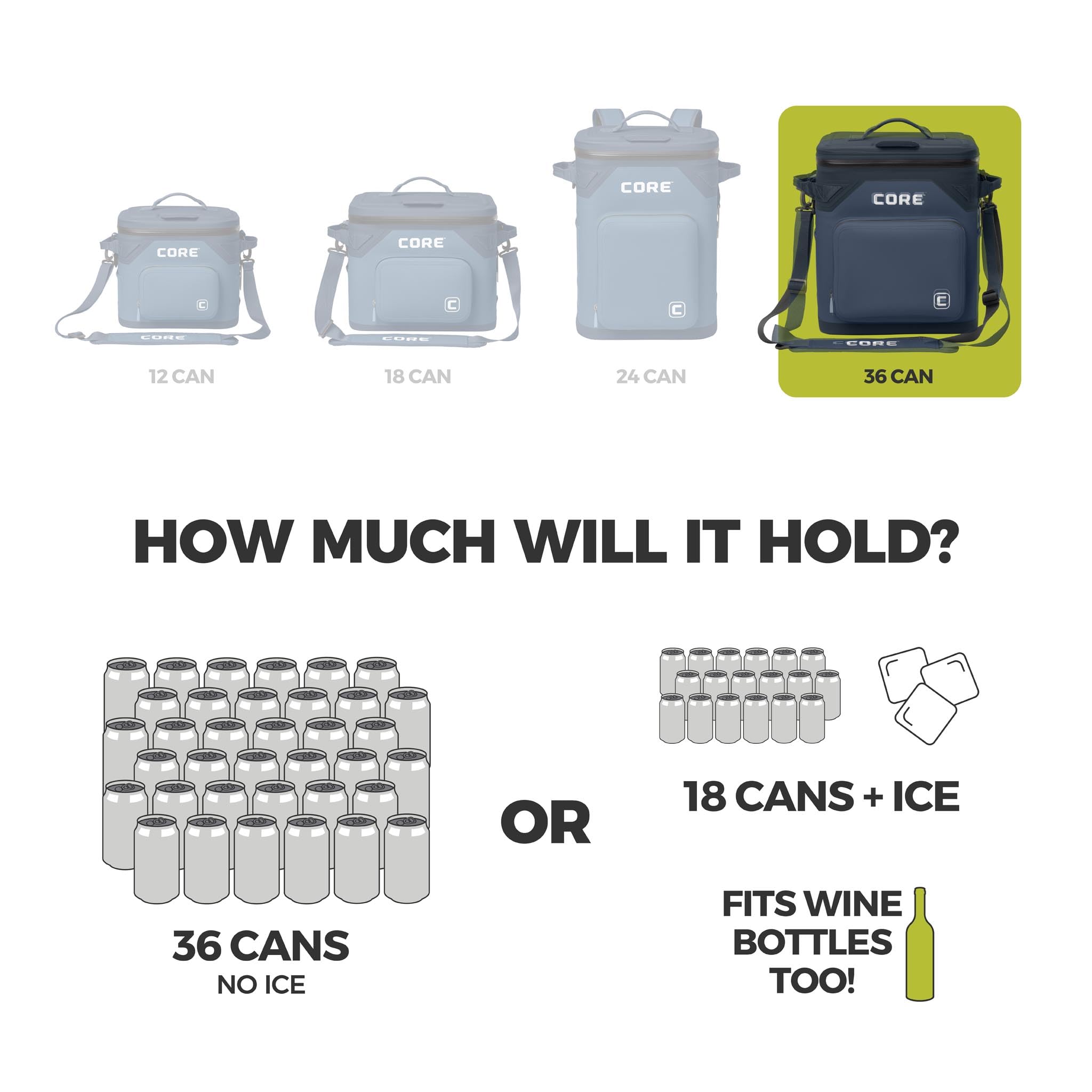CORE side pocket stretch demonstration stores bottles and small gear