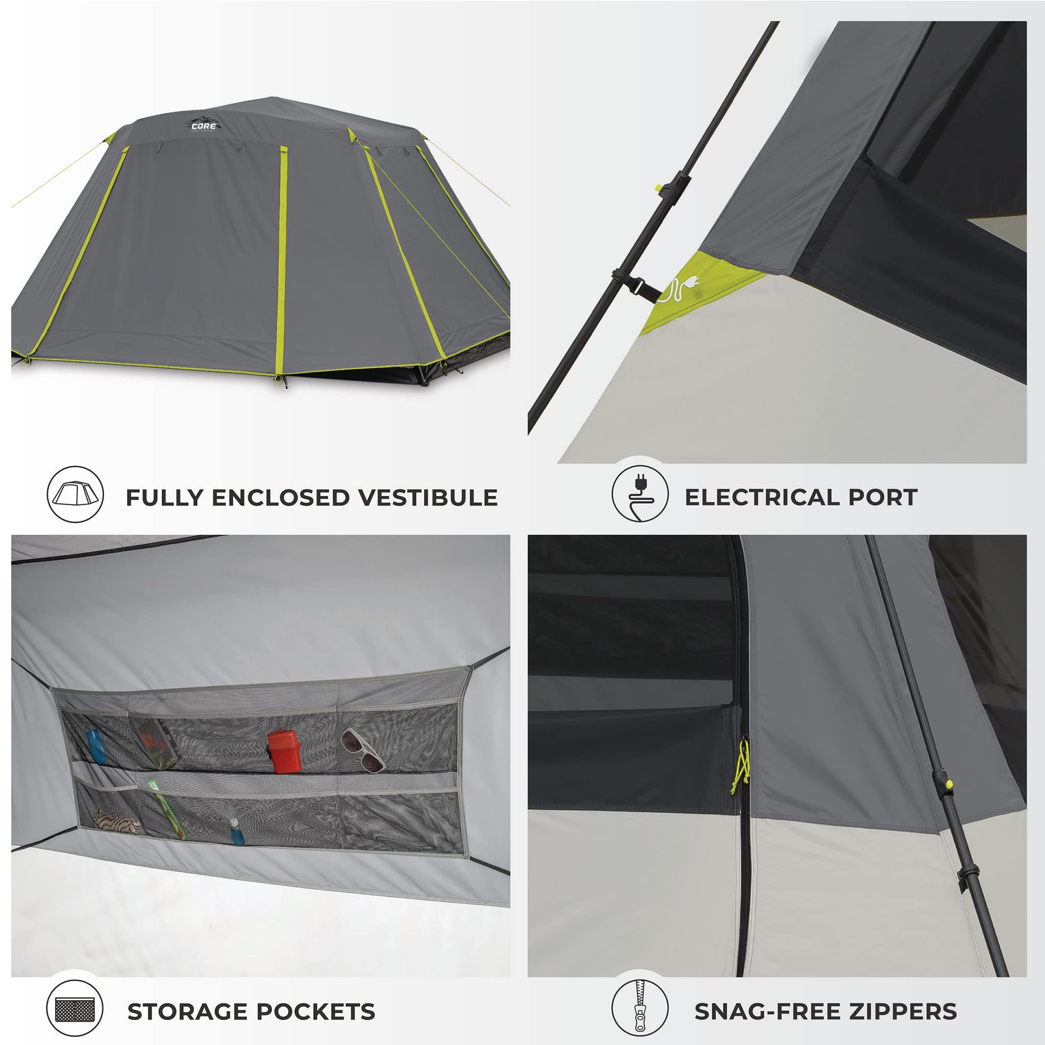 CORE tent staked with guylines demonstrating enhanced stability in wind benefit