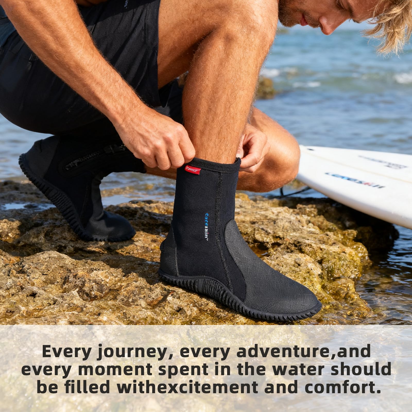 Coreskin in-use while snorkeling illustrating comfortable warm protection