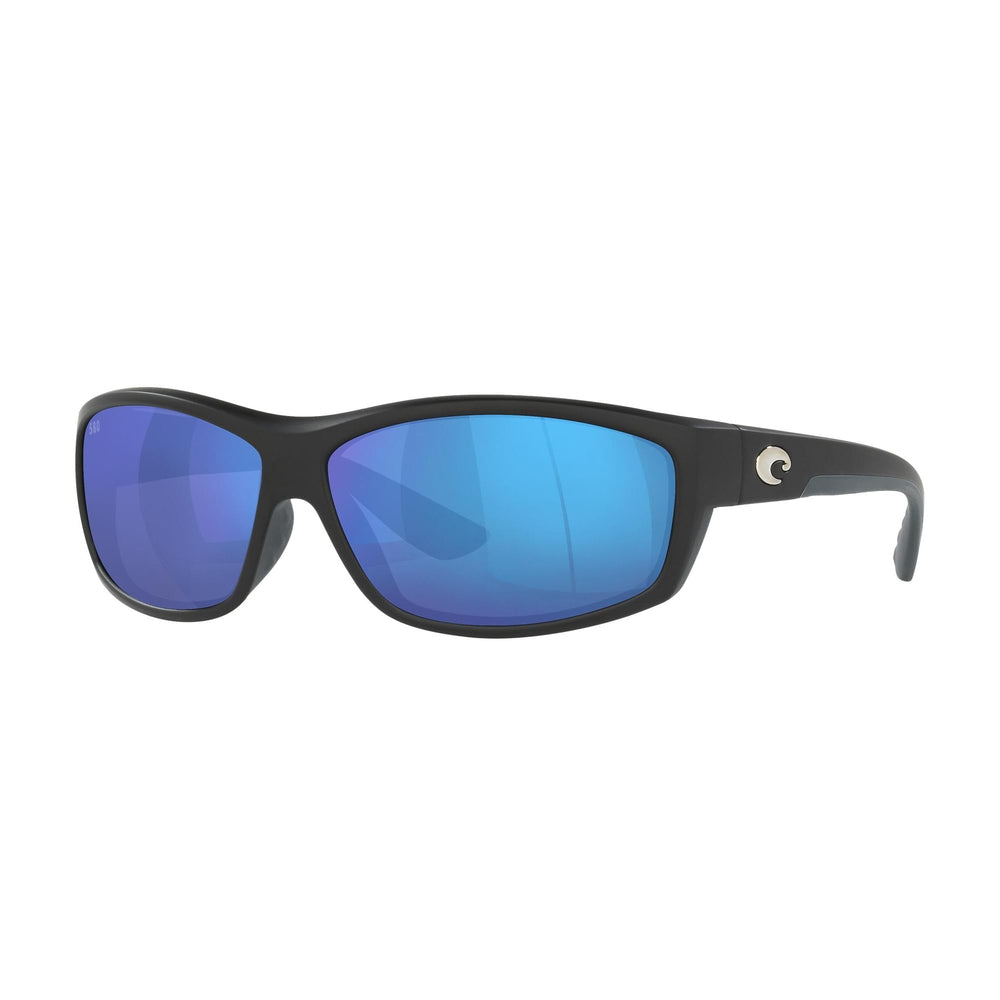 Costa Del Mar saltbreak front view showing matte black frame and mirrored lenses for clear vision