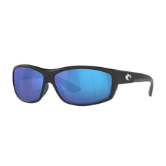Costa Del Mar saltbreak front view showing matte black frame and mirrored lenses for clear vision