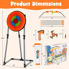 Costzon bow and arrows assembled to demonstrate realistic size and play value