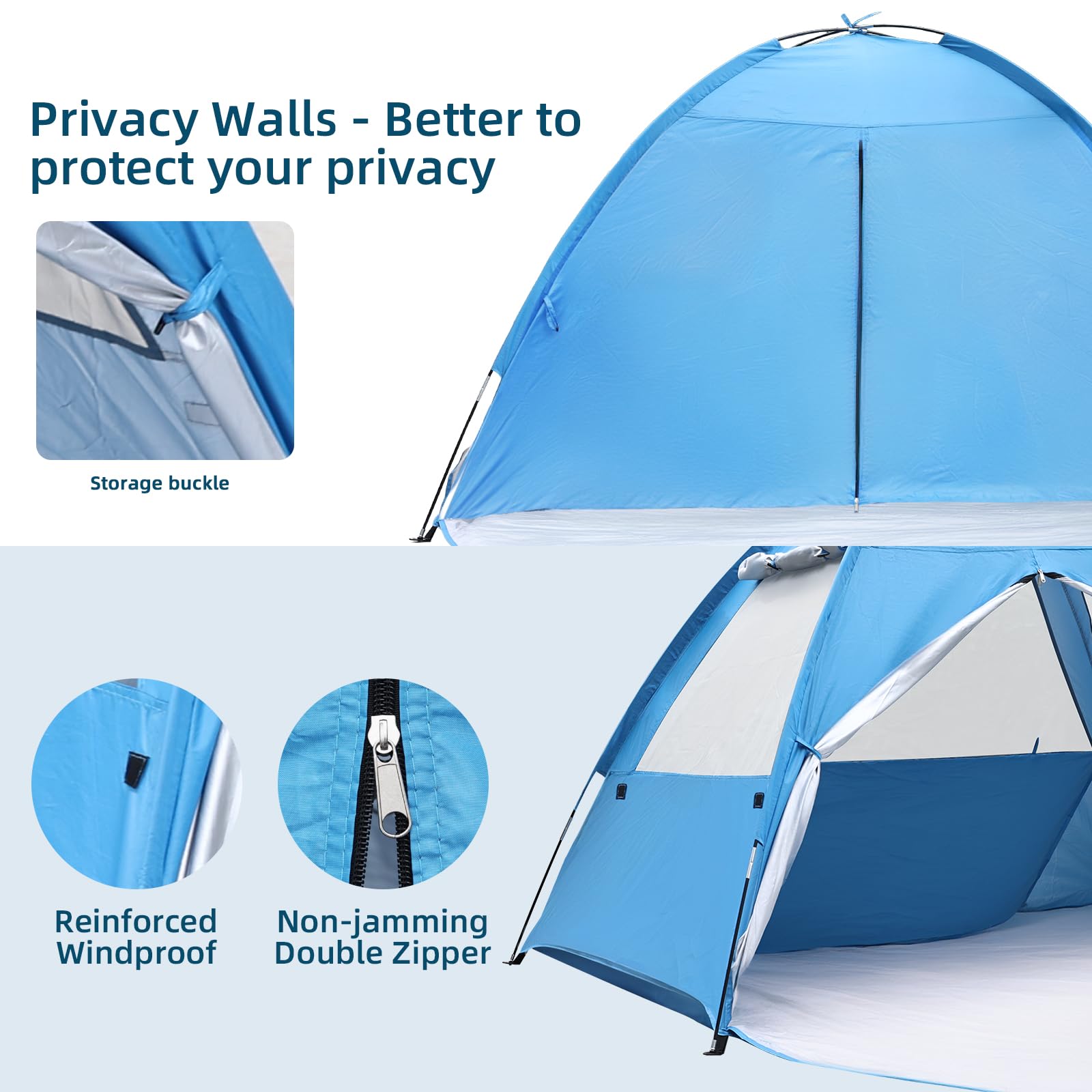 covacure tent on beach with family illustrating true-to-size scale