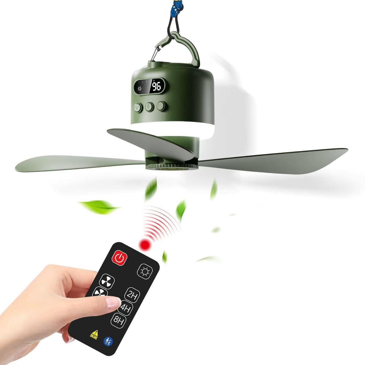 Coycomn front view hanging fan showing wide airflow and convenience