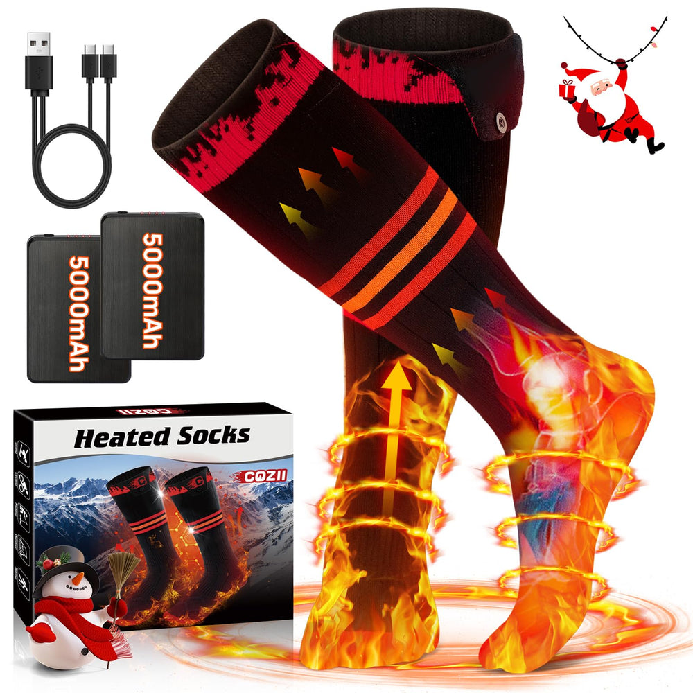 COZII heated socks front view showing fit and design for warm feet