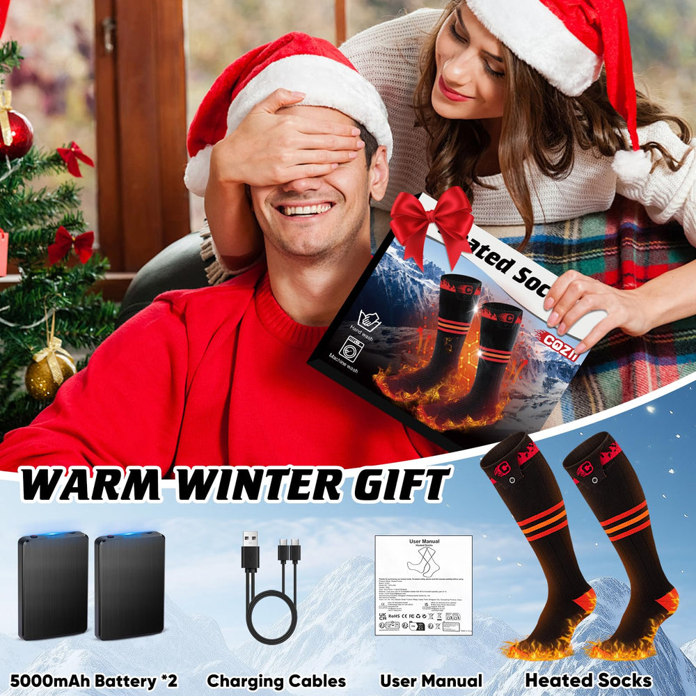 COZII heated socks in a winter campfire scene offering cozy comfort