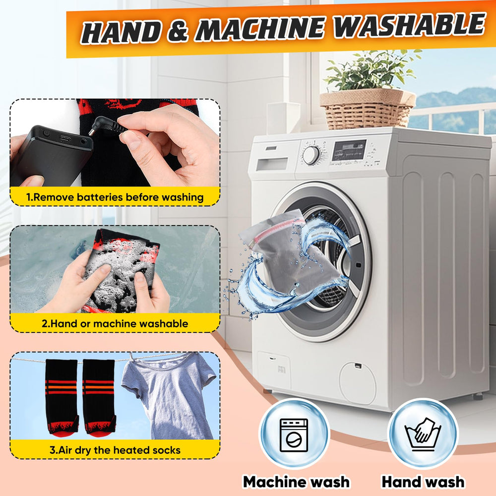COZII heated socks with batteries removed ready for machine washing