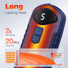 Cozyverge two units snapped together warming both hands for double-sided heat