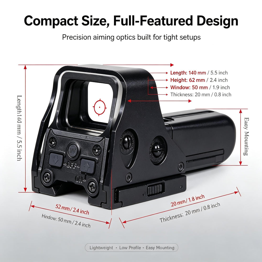 CPFIVE mounted on a 20mm rail showing secure fit and low-profile alignment