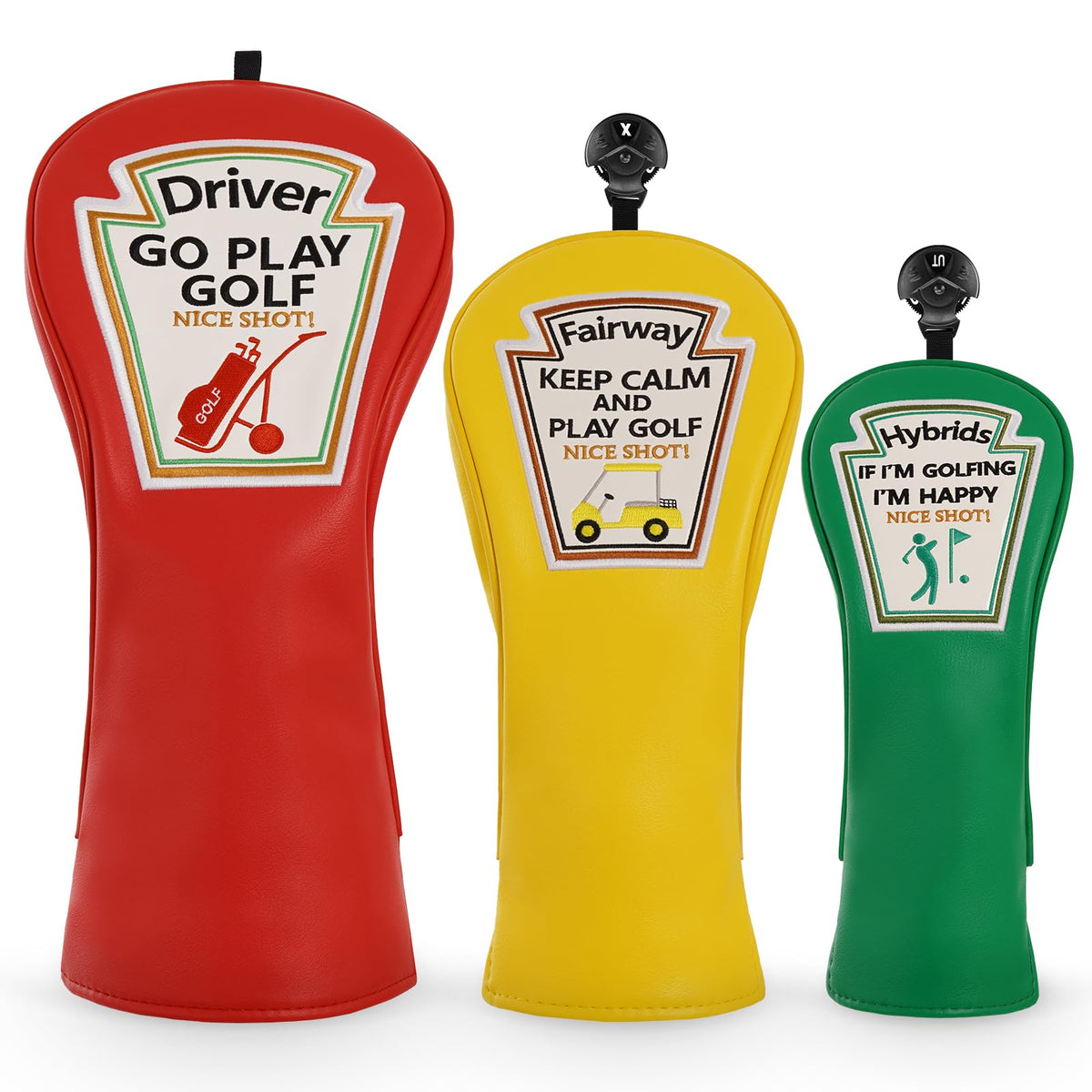 CRAFTSMAN GOLF front view showing three headcovers and bold design benefit visibility