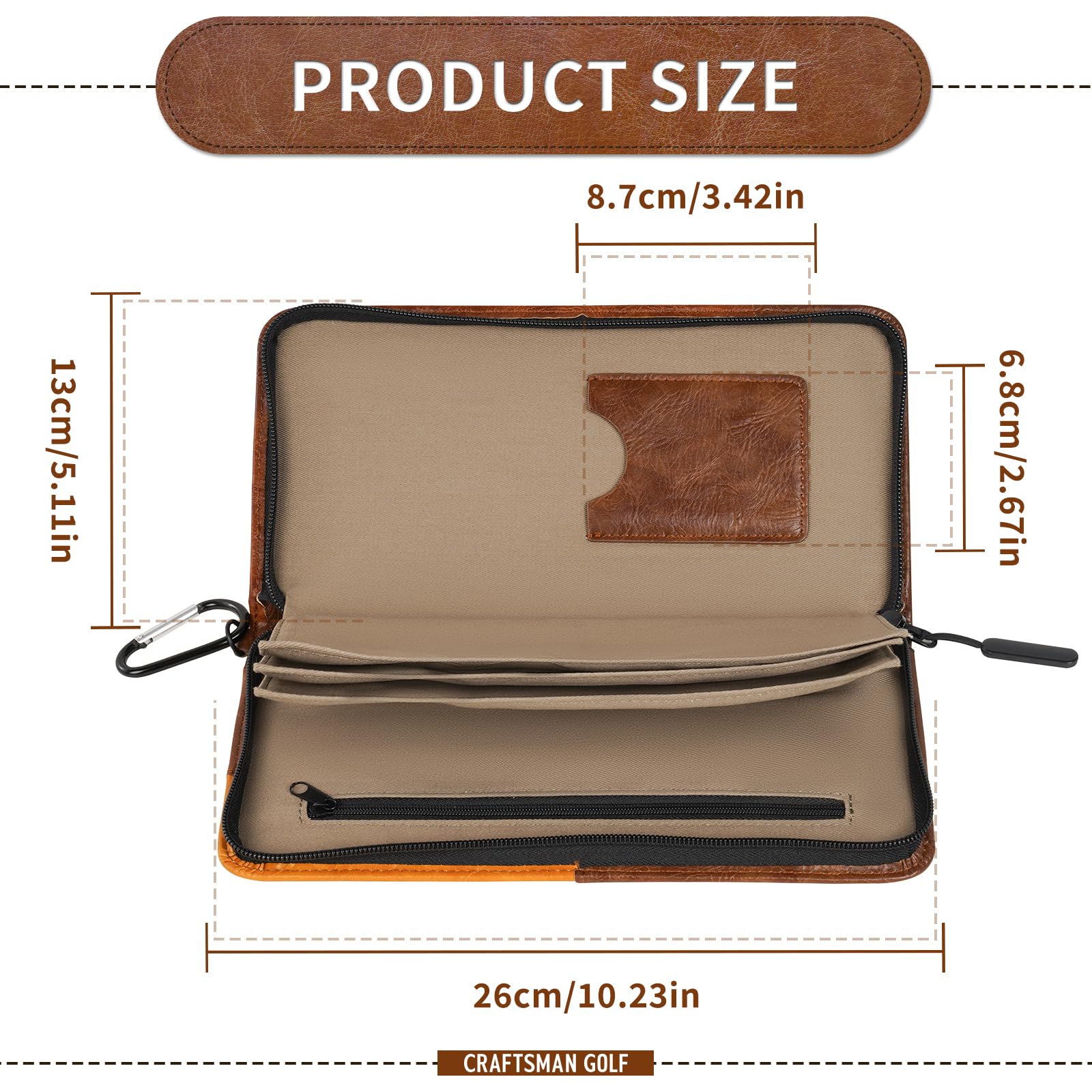 CRAFTSMAN GOLF pouch storing four gloves flat to prevent creases and protect shape