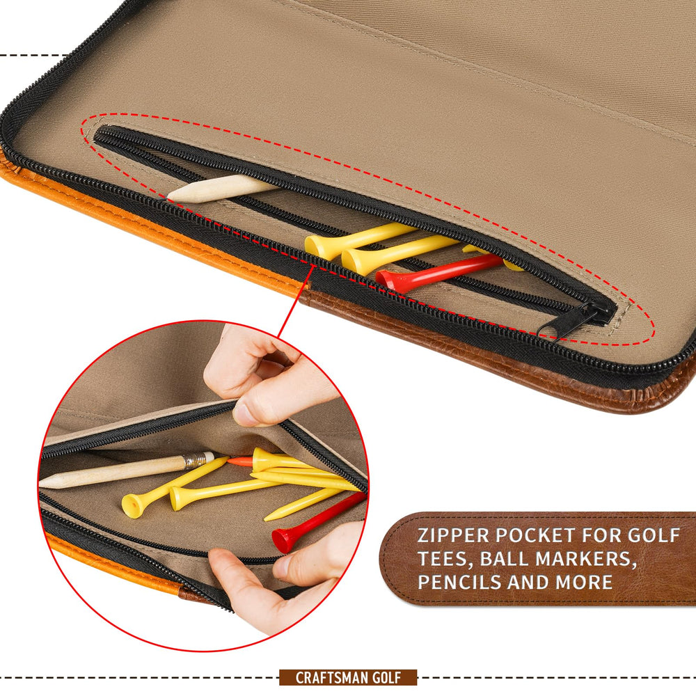 CRAFTSMAN GOLF pouch hooked on golf bag for quick access and hands-free carry