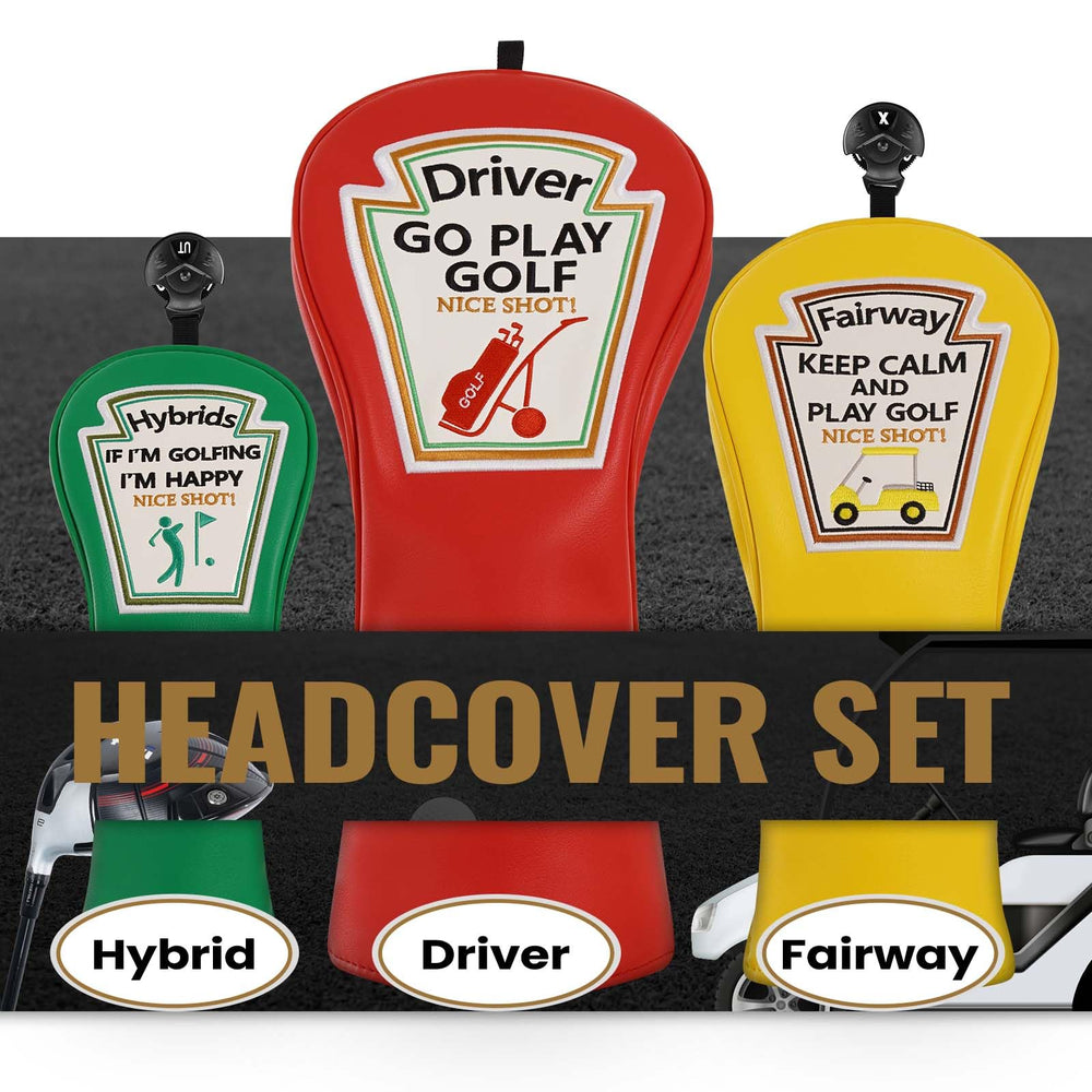 CRAFTSMAN GOLF headcovers on a golf bag on course adding personality and visibility
