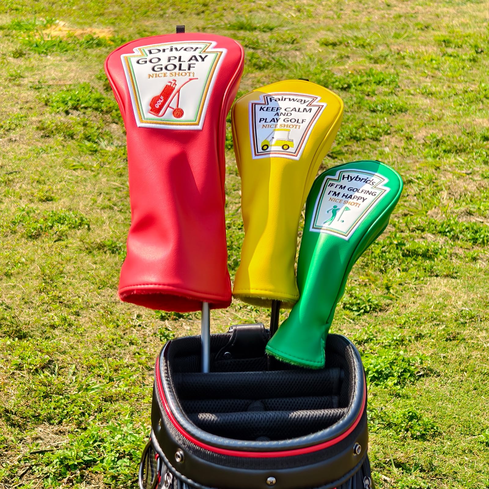 CRAFTSMAN GOLF headcover beside club to show universal fit and scale