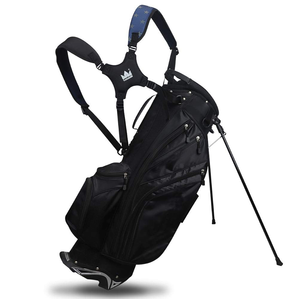 CRAFTSMAN GOLF straps installed on golf bag in use improving weight distribution