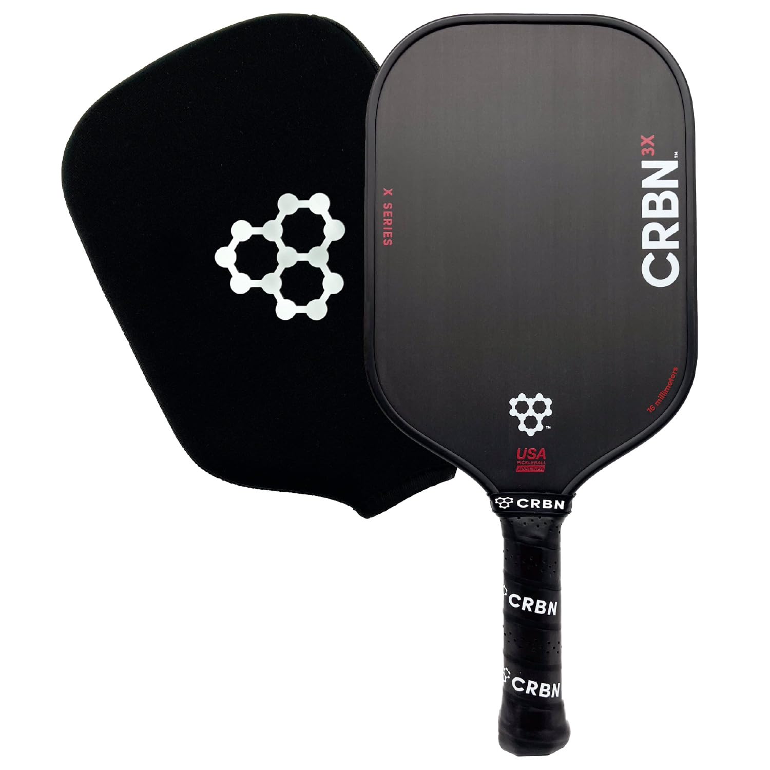 CRBN Pickleball front view showing paddle face and large sweet spot benefit