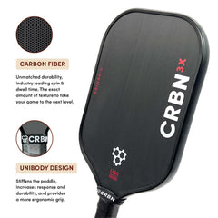 CRBN Pickleball handle close-up showing unibody grip for ergonomic stability