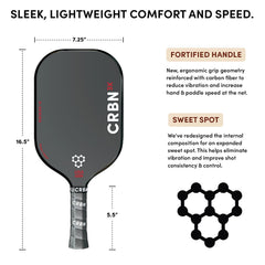 CRBN Pickleball carbon fiber texture detail that enhances spin and responsiveness