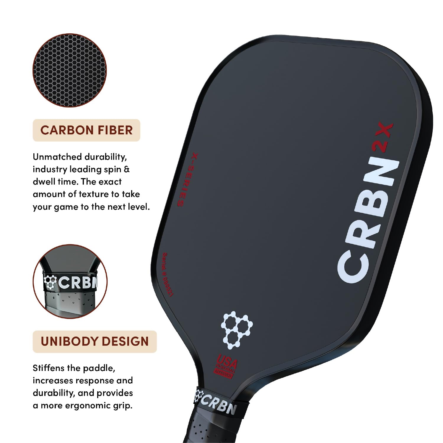 CRBN Pickleball edge profile revealing core thickness for enhanced power