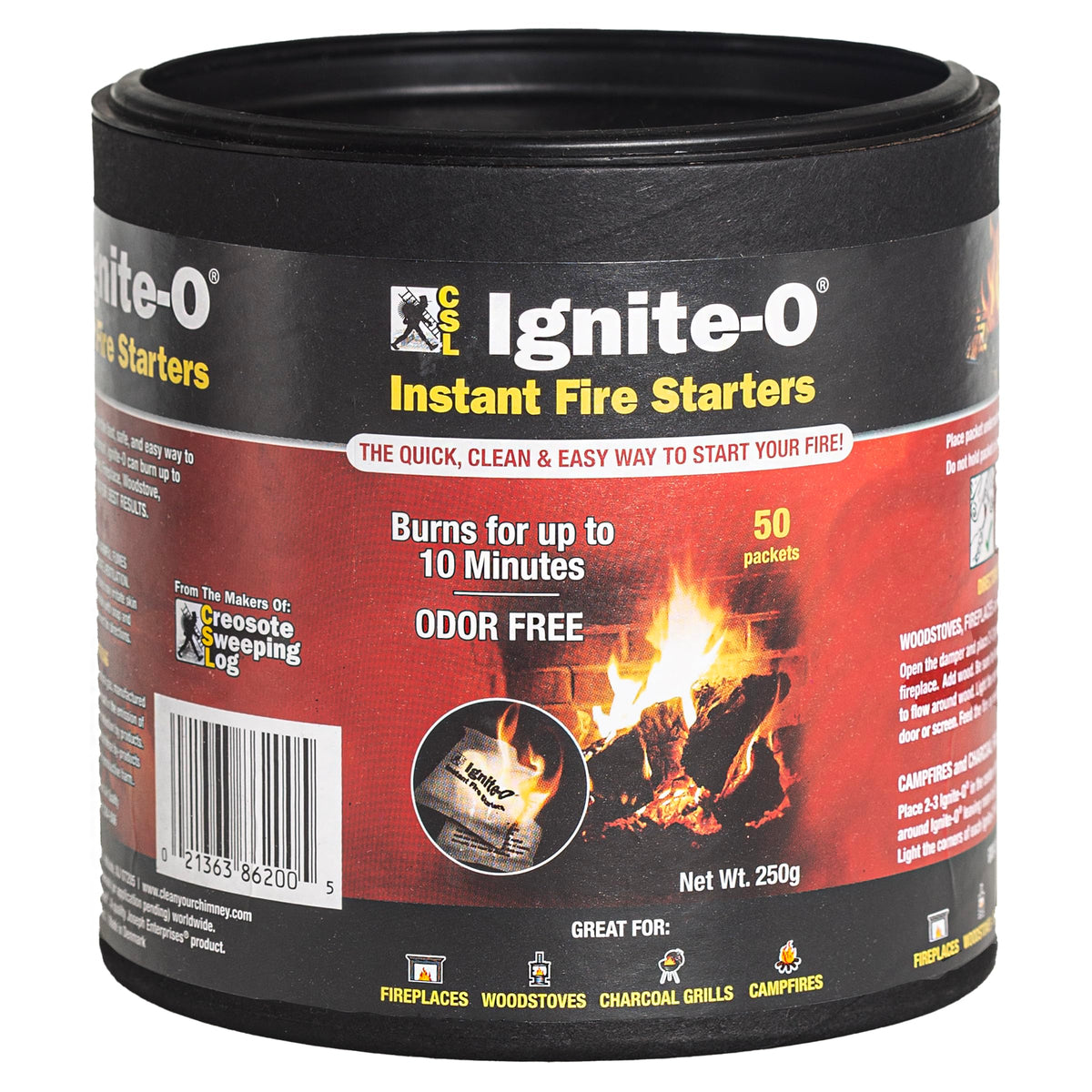 Creosote Ignite-O front packet showing branding and pack count for quick selection