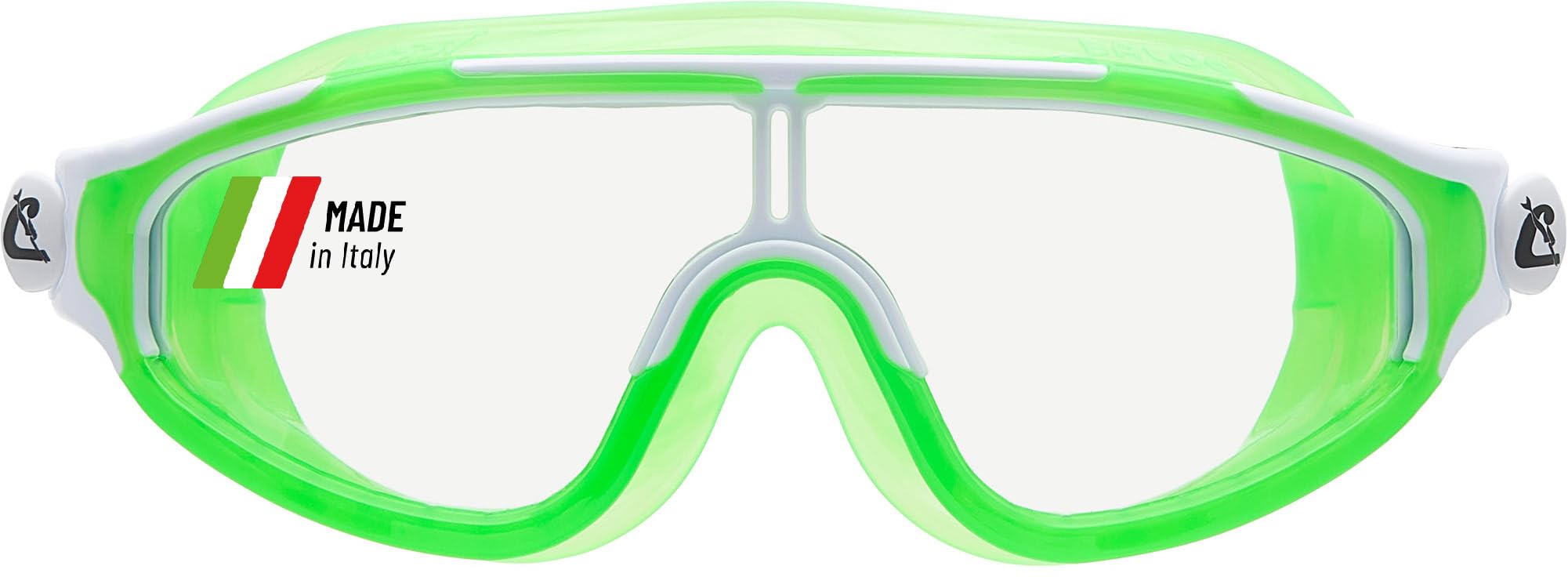CRESSI Baloo front view showing compact single-lens and vibrant lime color for visibility