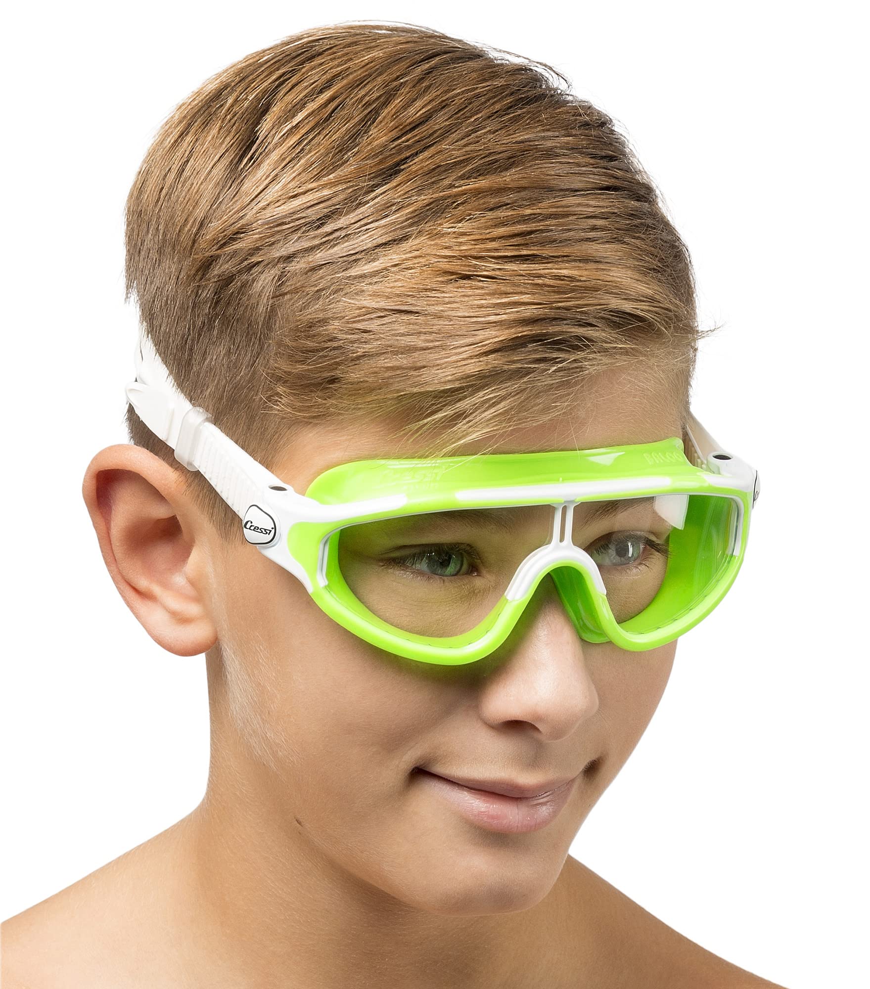 CRESSI Baloo worn by child demonstrating secure fit and wide field of vision