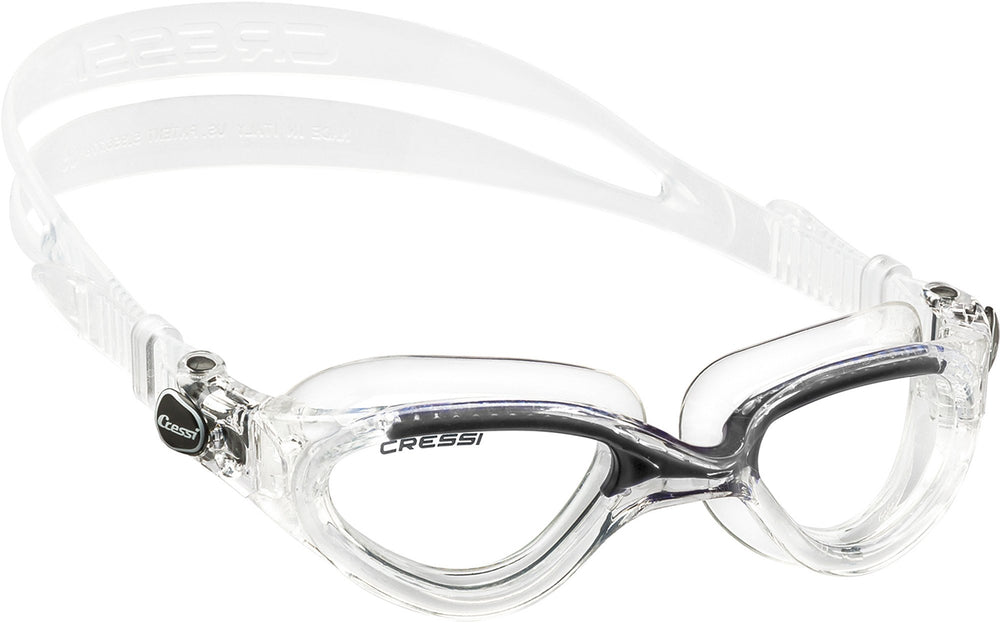 CRESSI Flash straps and buckle detail showing silicone double strap and easy adjust benefit