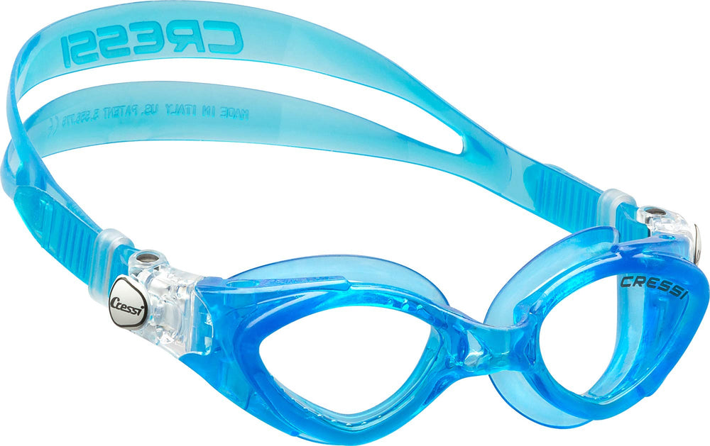 Cressi King Crab front view showing light blue lenses and comfortable fit