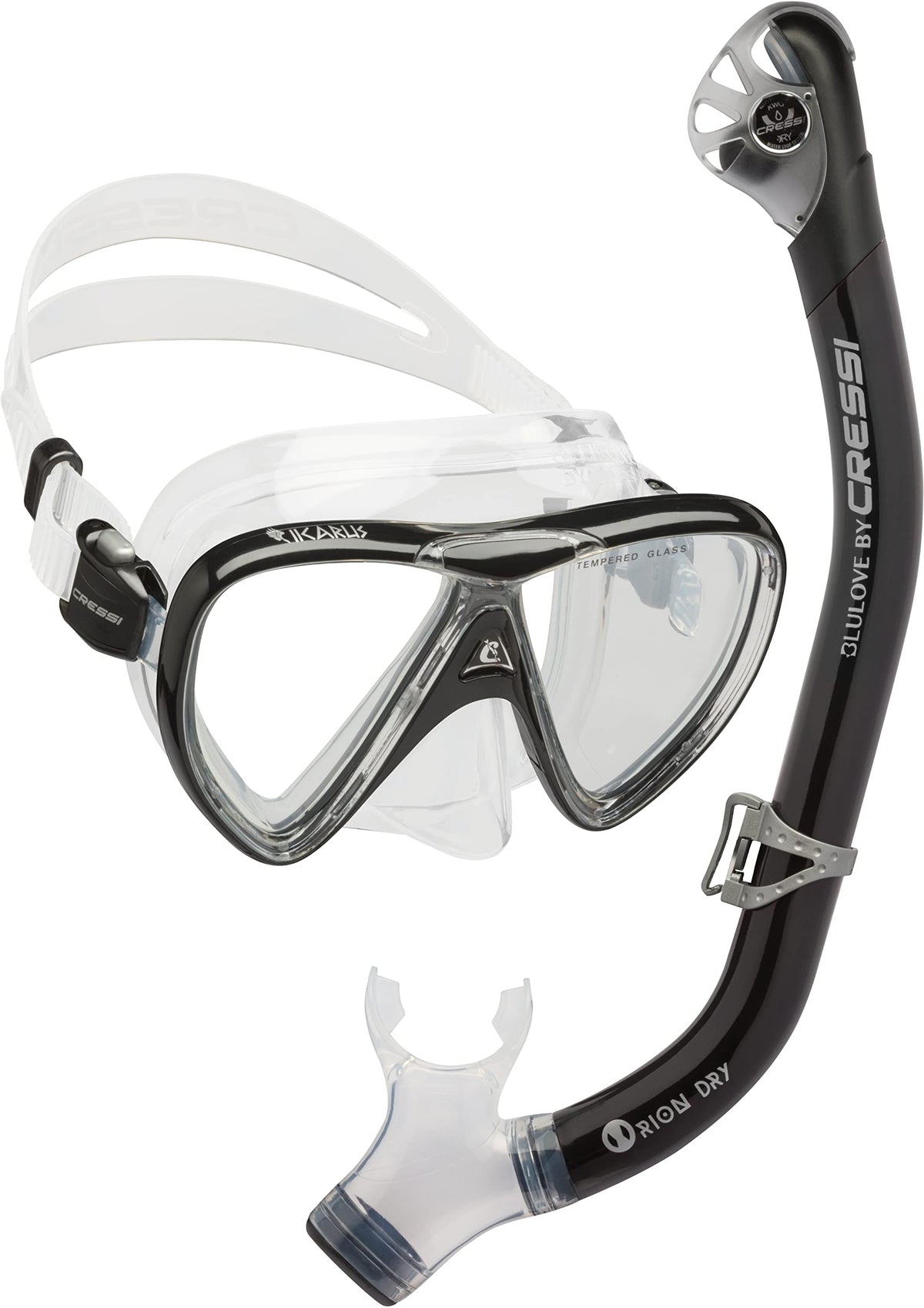 CRESSI Ocean Combo front view showing mask and snorkel, clear visibility benefit