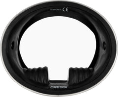 CRESSI Pacifico close-up of tempered glass lens highlighting scratch resistance and clarity
