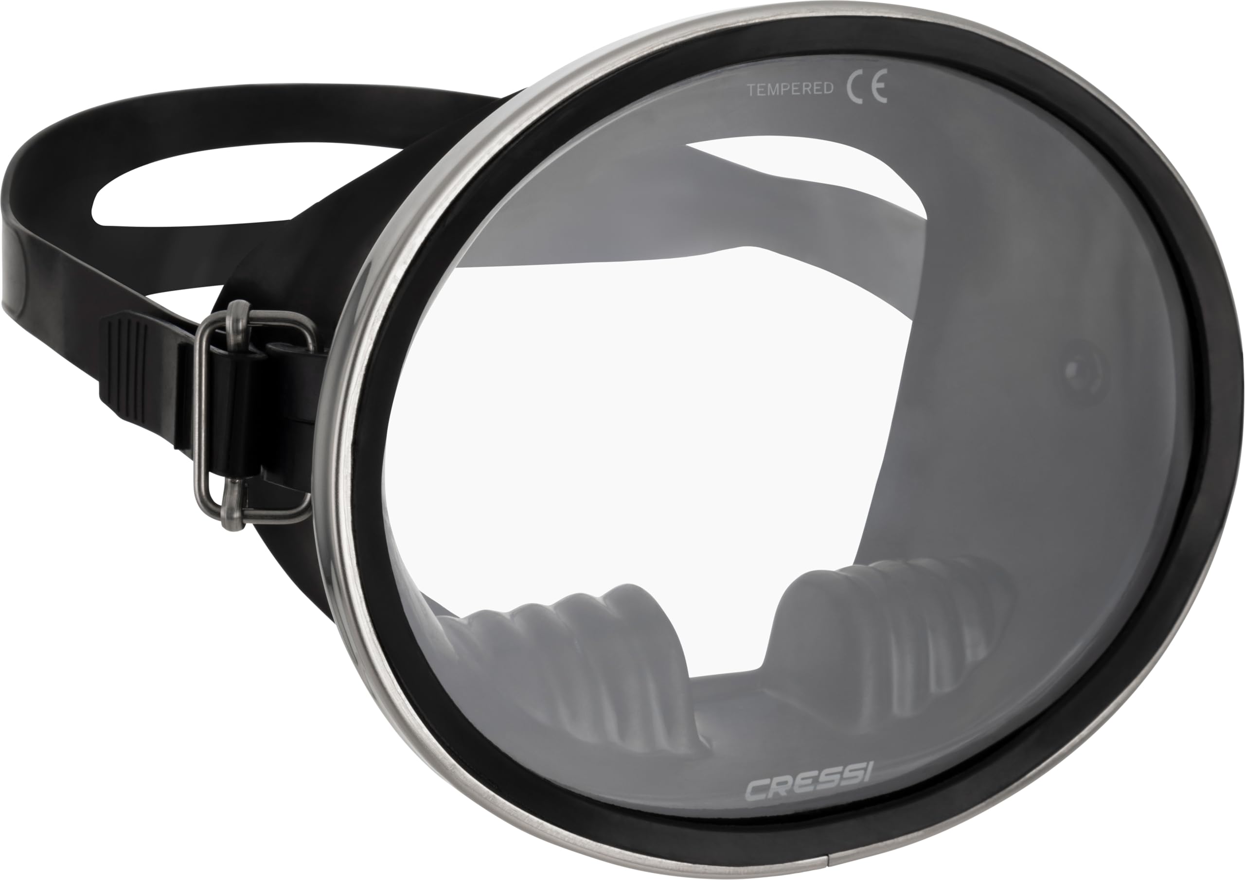 CRESSI Pacifico front view showing oval tempered-glass lens and classic frame, clear vision benefit