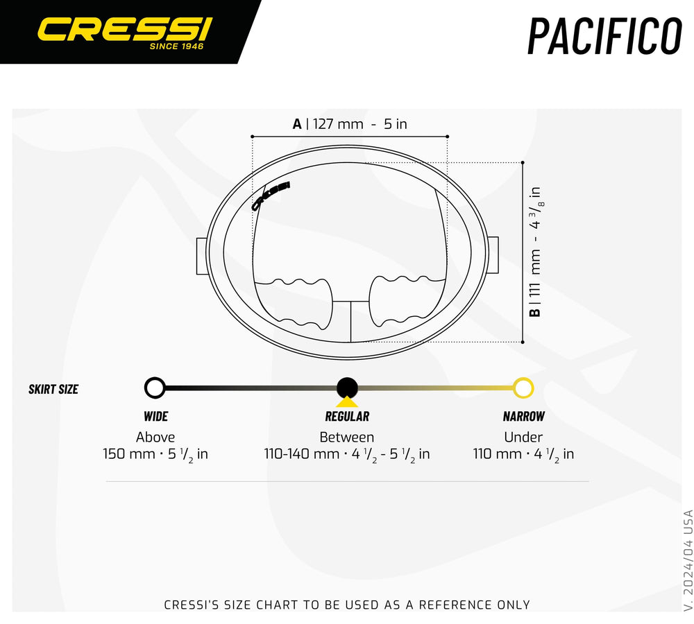 CRESSI Pacifico worn by freediver demonstrating wide field of view and streamlined performance