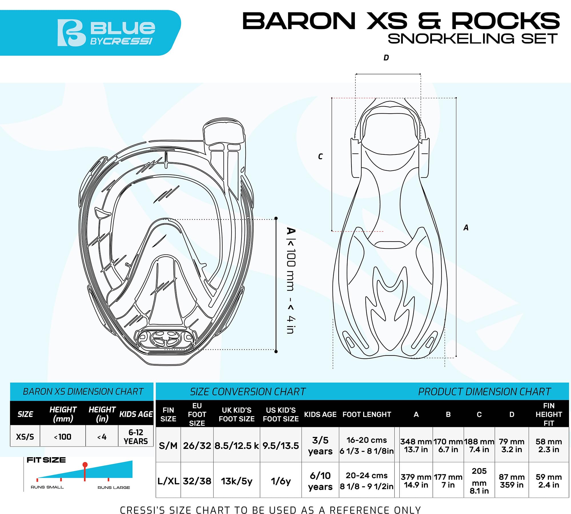 Cressi Rocks fin strap detail showing adjustable large thumb-loop for easy donning benefit