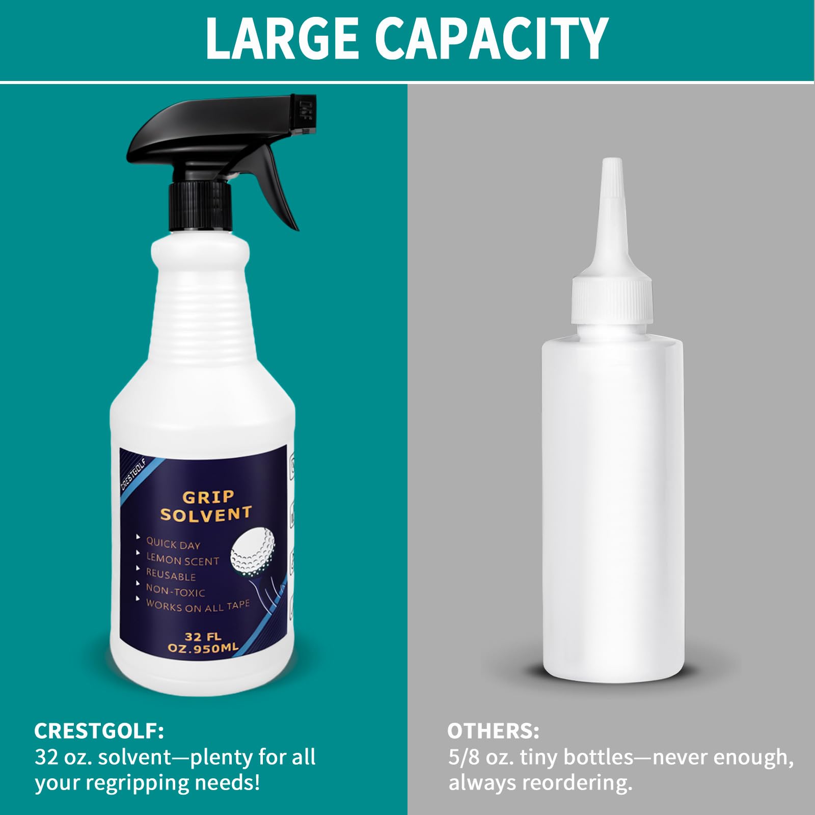 Crestgolf in-use spray loosening golf grip for quick, clean removal benefit