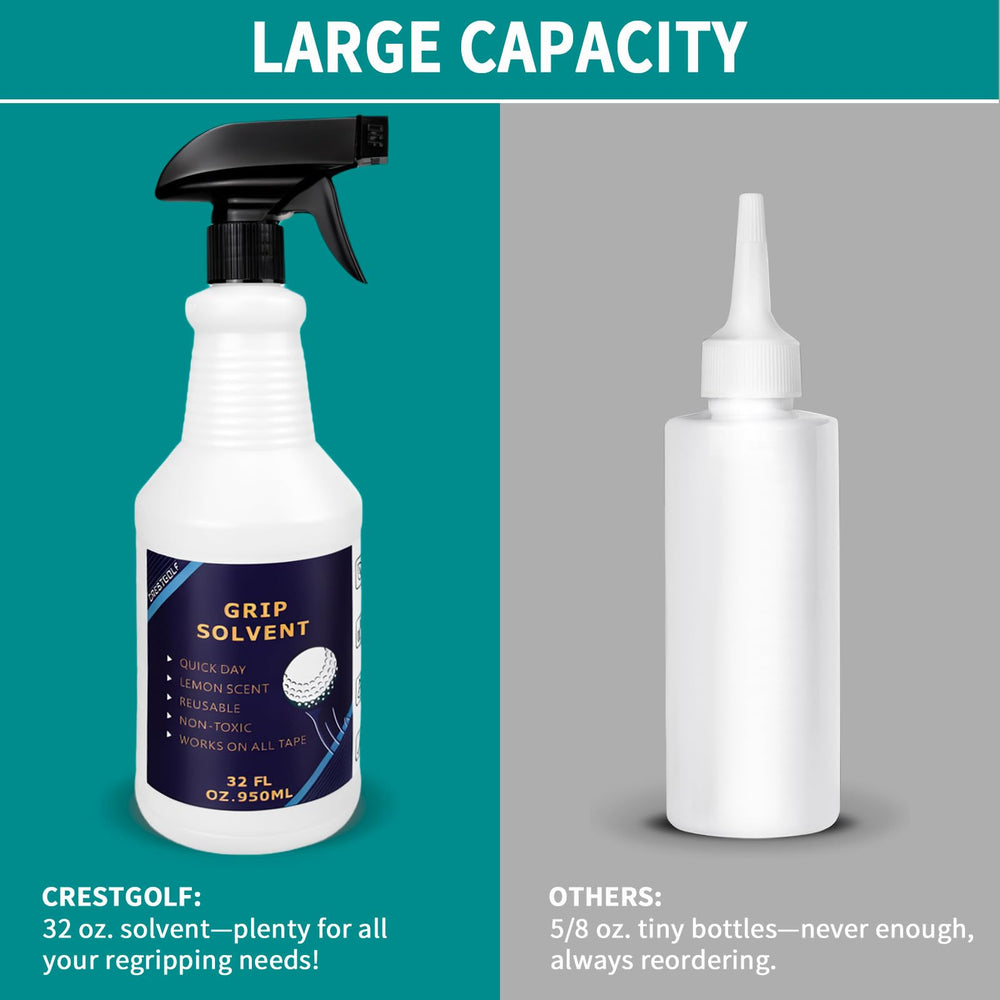 Crestgolf in-use spray loosening golf grip for quick, clean removal benefit