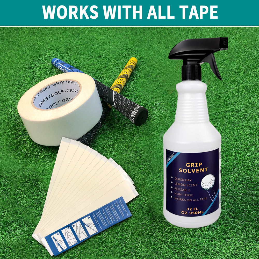 Crestgolf bottle next to golf club showing 950ml size for multiple jobs benefit