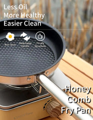 CretFine honeycomb non-stick pan close-up, easy flipping and fast cleanup