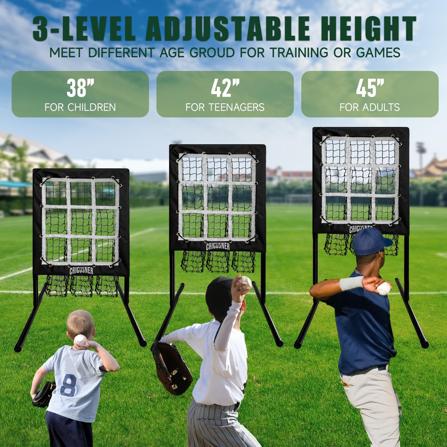 Cricosner height adjustment mechanism displayed for adaptable training positions