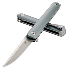 CRKT CEO compact closeup of high-carbon stainless blade showing edge retention benefit