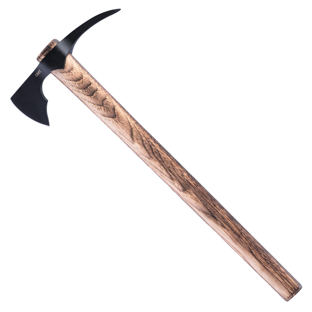 CRKT Odr front view showing coated 1055 carbon steel head and balanced design benefit durability