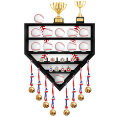 CroBlissful front view of black wooden display case showing organized memorabilia for elegant presentation