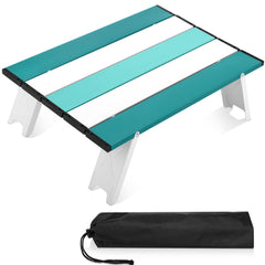 CroBlissful front view mint green table showing portability and stable surface