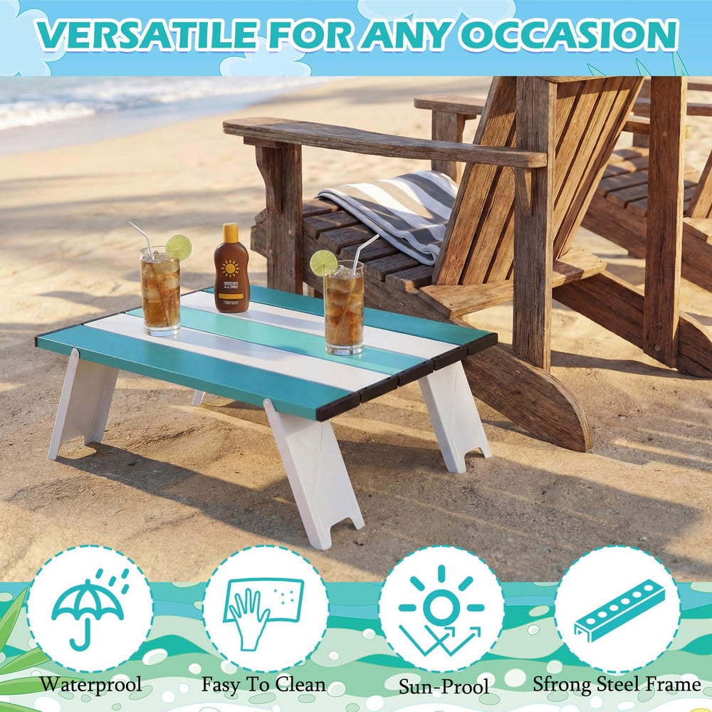 CroBlissful in use beachside with snacks showing handy elevated storage