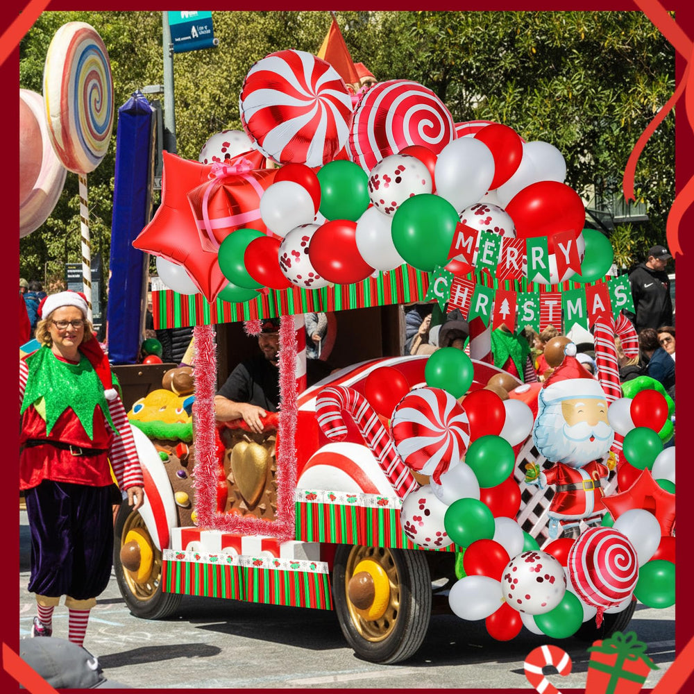 Croknit decorated golf cart in parade setting creating festive curb appeal