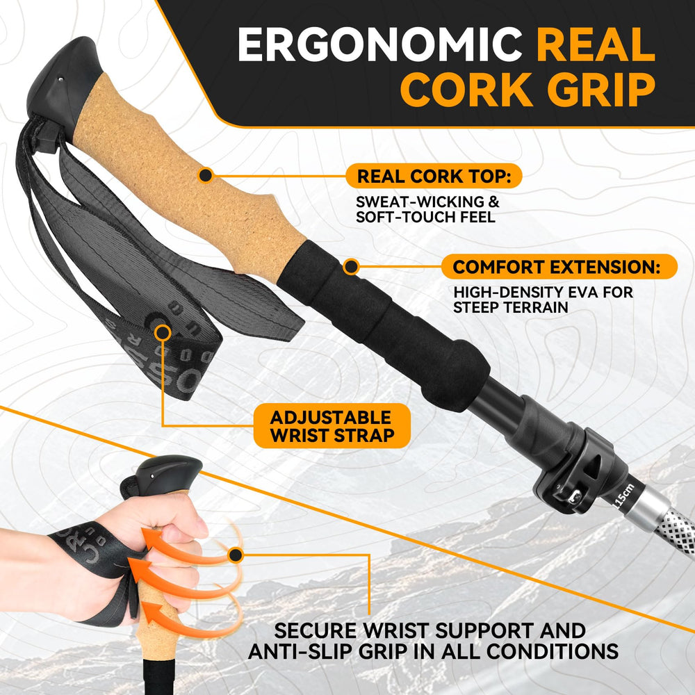 Croosseoutdoors folded pole next to backpack shows travel-sized convenience