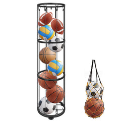 CROSDE front view wall-mounted rack showing tidy ball storage and easy reach benefit