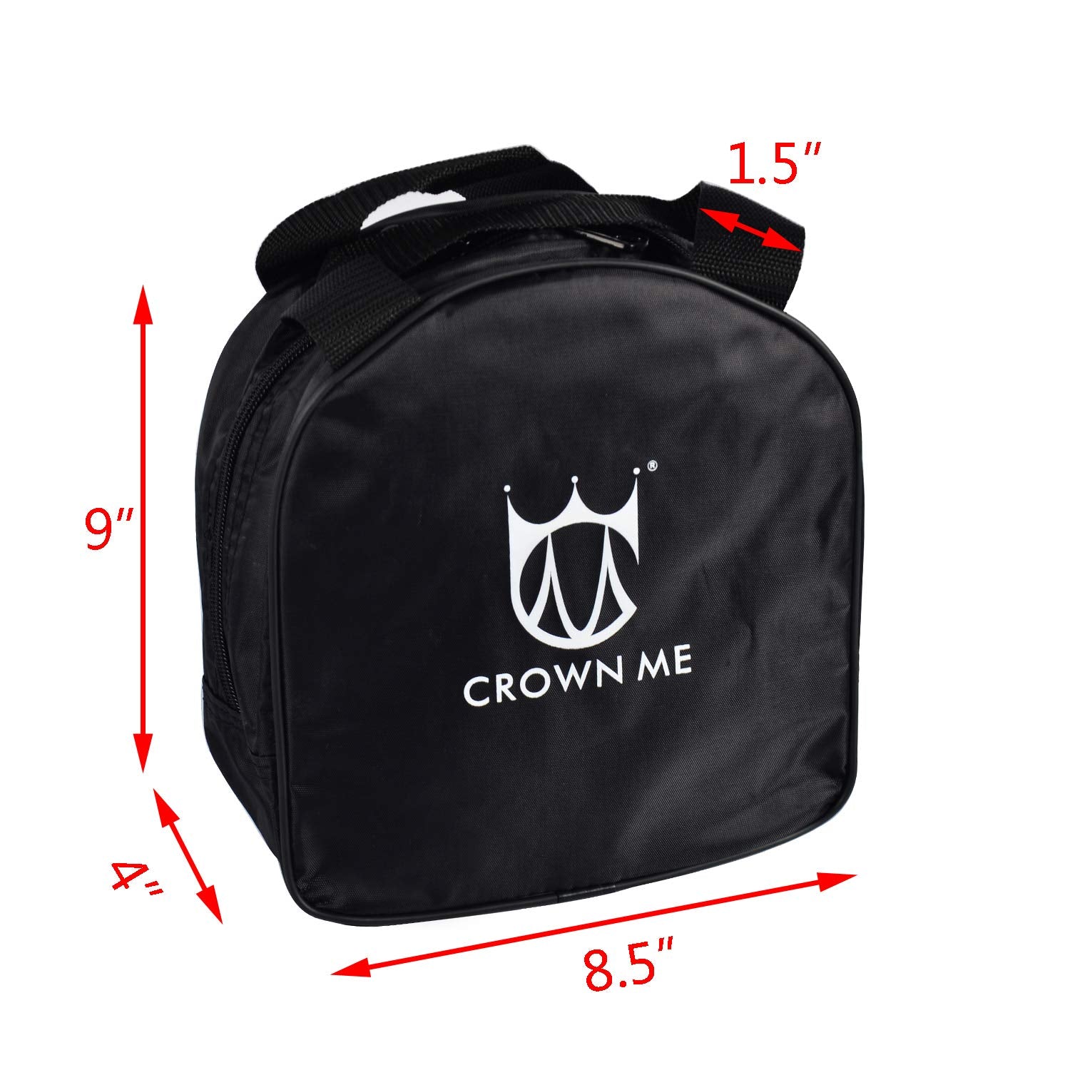 CROWN ME nylon starter bag front view with handle for easy carrying between holes